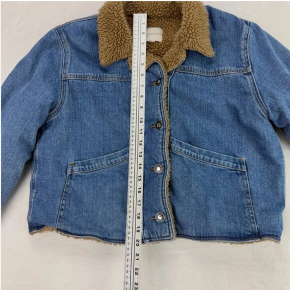 Favorite Daughter Bridget Crop Denim Bomber Jacket Sherpa Lined Concord Relaxed - Picture 13 of 16